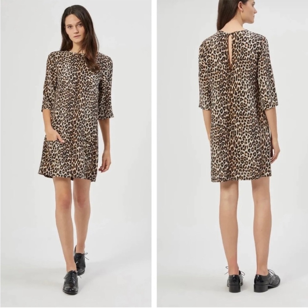 Equipment Femme Aubrey Silk Shift Leopard Animal Print Dress Size Medium